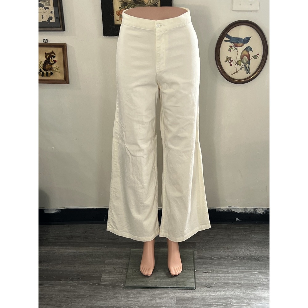 Sugarhigh Lovestoned Off White High Rise Wide Leg Trousers Pants Size 4
